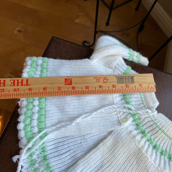 Vintage The Emporium Sweater Cardigan 12 mon white green cardigan Medium - Picture 10 of 11